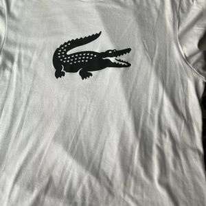 Lacoste White Short Sleeve Tee with Black Logo
